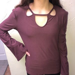 Maroon blouse with flare sleeves